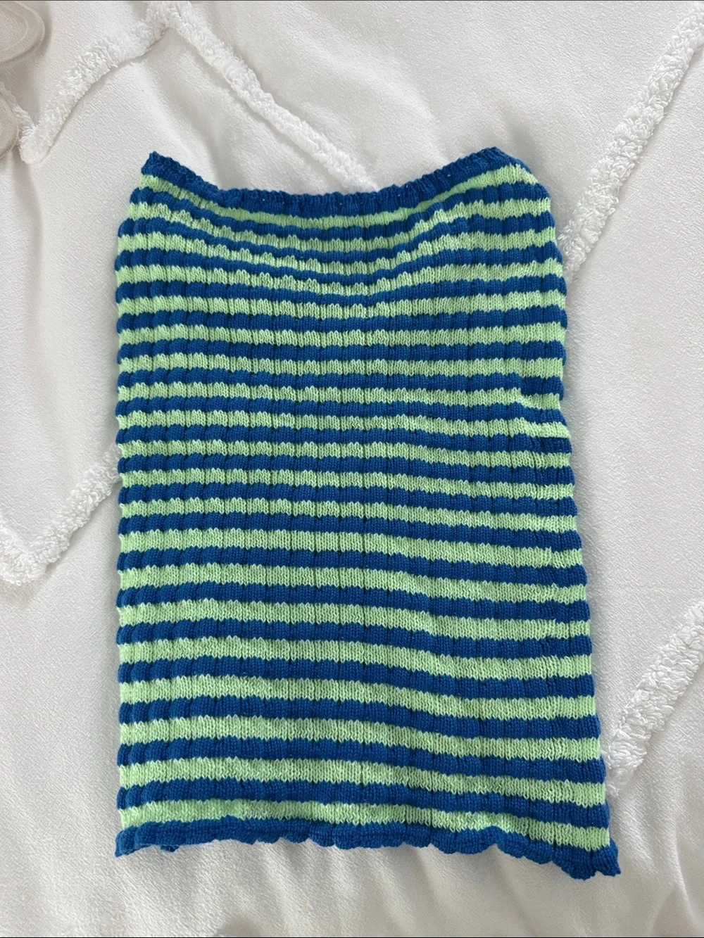 Striped Green & Blue Women's Knit Tube Sweater